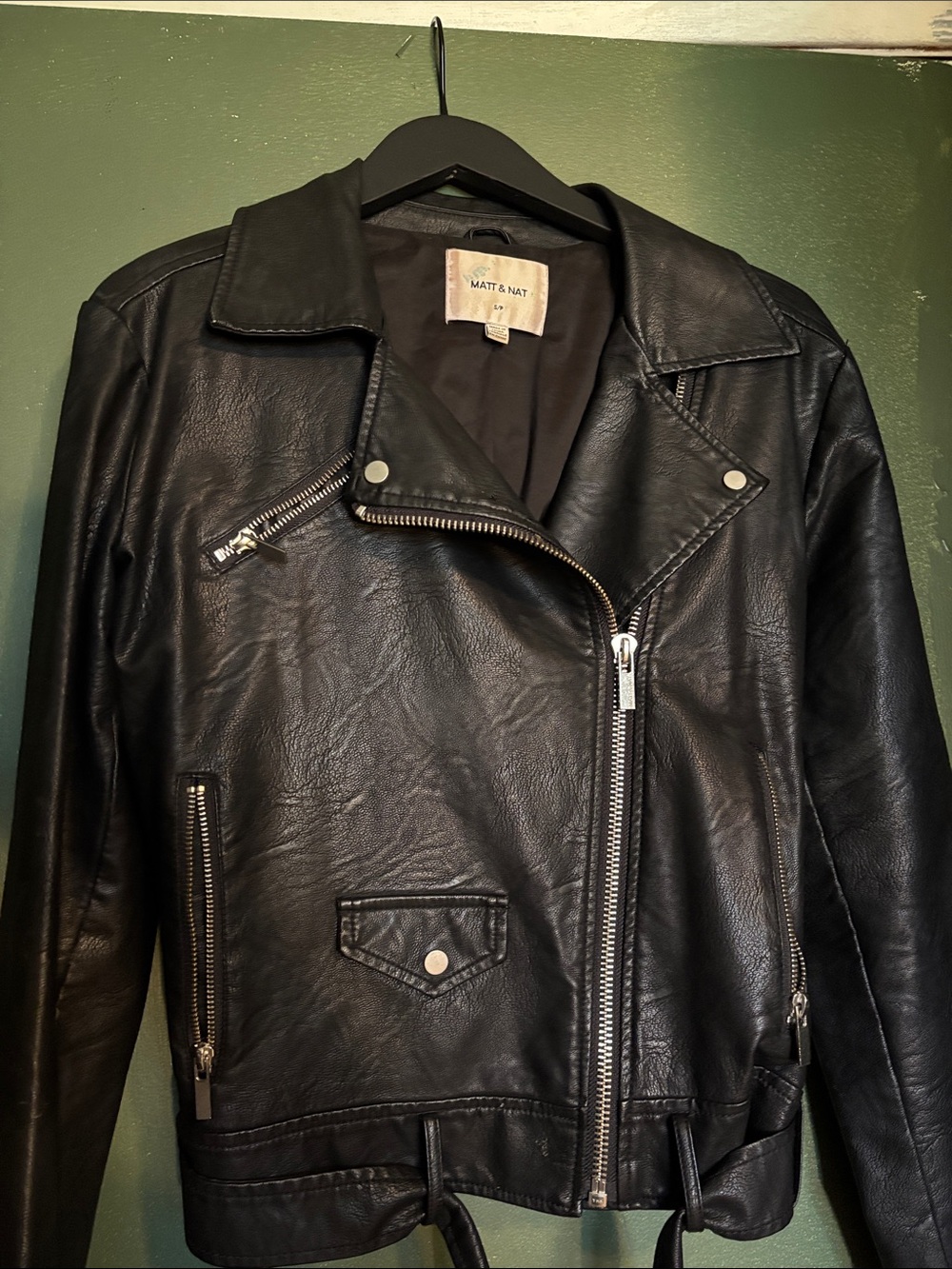 Matt & Nat Black Moto-Style Vegan Leather Jacket - Picture 3 of 5